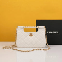 Pearl bag with premium leather (White)