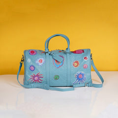 Keepall Bandoulire Premium Unisex Duffle Bag With Dust Bag & Accessories (Blue - 685)