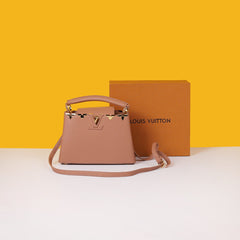 Capucines BB M25404 Premium Quality Leather Bag With OG Box & Dust Bag & Extra Shoulder Strap (Khaki - 995)