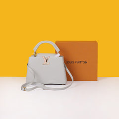 Capucines M23199 Premium Quality Leather Bag With OG Box & Dust Bag & Extra Shoulder Strap (Grey - 998)