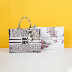 Medium Miss Book Tote Black and White