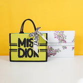 Medium Book Tote Two-Tone Green and Blue