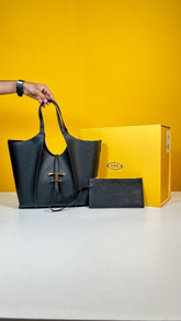 Timeless Premium Quality Leather Bag With Extra Pouch & OG Magnetic Box With Dust Bag (Black - 444)