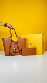 Timeless Premium Quality Leather Bag With Extra Pouch & OG Magnetic Box With Dust Bag (Tan - 446)