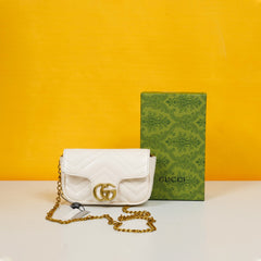 Mini GG Marmont Matelasse Shoulder Bag With OG Box & Dust Bag (White-907)