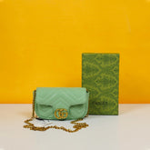 Mini GG Marmont Matelasse Shoulder Bag With OG Box & Dust Bag (Green-909)