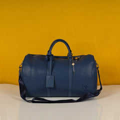 Keepall Bandoulire Premium Monogram Unisex Duffle Bag With Dust Bag & Accessories (Blue - 861)