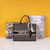 Large Tote Embroidery With OG Box & Dust Bag & Scarf (Black-155)