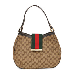 Classic Canvas Hobo Shoulder Bag with Signature Pattern