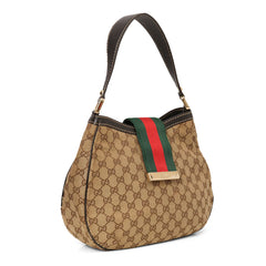 Classic Canvas Hobo Shoulder Bag with Signature Pattern