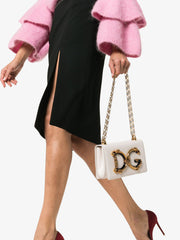 Girls Small leather shoulder bag White