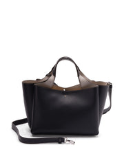 Classic Black Structured Handbag with Detachable Shoulder Strap