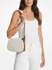 Medium Signature Logo Messenger Bag White