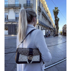Shoulder Bag In Blocked Signature Canvas