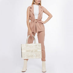 Tote Cream Toile De Jouy With OG Box_& Dust Bag & Scarf (Cream_Tiger-842)