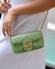 Mini GG Marmont Matelasse Shoulder Bag With OG Box & Dust Bag (Green-909)