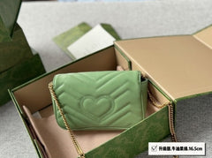 Mini GG Marmont Matelasse Shoulder Bag With OG Box & Dust Bag (Green-909)