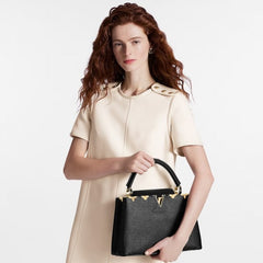 Premium Quality Leather Bag With OG Box & Dust Bag & Extra Shoulder Strap (Black - 301)