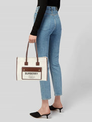 London Tote Bag With Dust Bag (White_Brown-986)