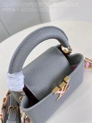 Capucines M23199 Premium Quality Leather Bag With OG Box & Dust Bag & Extra Shoulder Strap (Grey - 998)