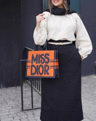 Graffiti Book Large Tote With OG Box & Dust Bag & Scarf (Orange-1031)