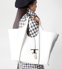 Timeless Premium Quality Leather Bag With Extra Pouch & OG Magnetic Box With Dust Bag (White - 445)