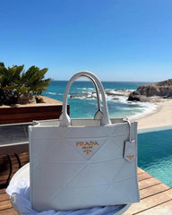 Leather Symbole Large Tote Bag With Dust Bag(White-405)