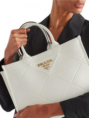 Leather Symbole Large Tote Bag With Dust Bag(White-405)