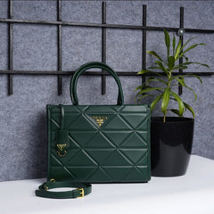 Leather Symbole Large Tote Bag With Dust Bag (Green-223)