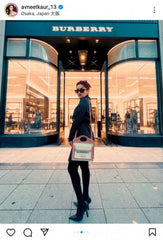 Two Tone Canvas and Leather Pocket Premium Quality Bag With OG Box & Dust Bag (Brown-228)