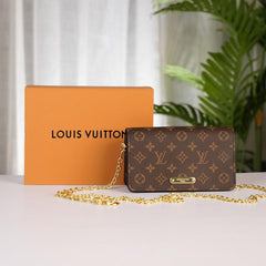 Lily Chain Monogram Premium Handbag With OG Box & Dust Bag (Brown - 1181)