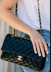 Jumbo Flap Shoulder Bag With OG Box & Dust Bag (Black-113)