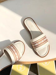 Sadler Slide Flats With OG Box & Dust Bag (White - 1099)