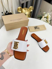 Monogram Premium Leather Slide With OG Box & Carry Bag (White-1085)