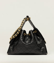 Small Handbag Grained Suede Leather (Black)