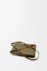 Medium Puzzle Fold tote in shiny calfskin Dark Khaki Green