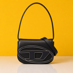Leather Shoulder Bag with straps (Black)