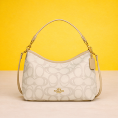 Sketch Signature Canvas Shoulder Bag (Golden-Ivory)