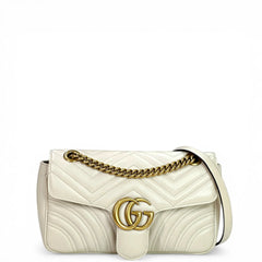 White Shoulder Bag with Golden Chain