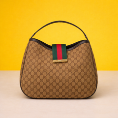 Classic Canvas Hobo Shoulder Bag with Signature Pattern