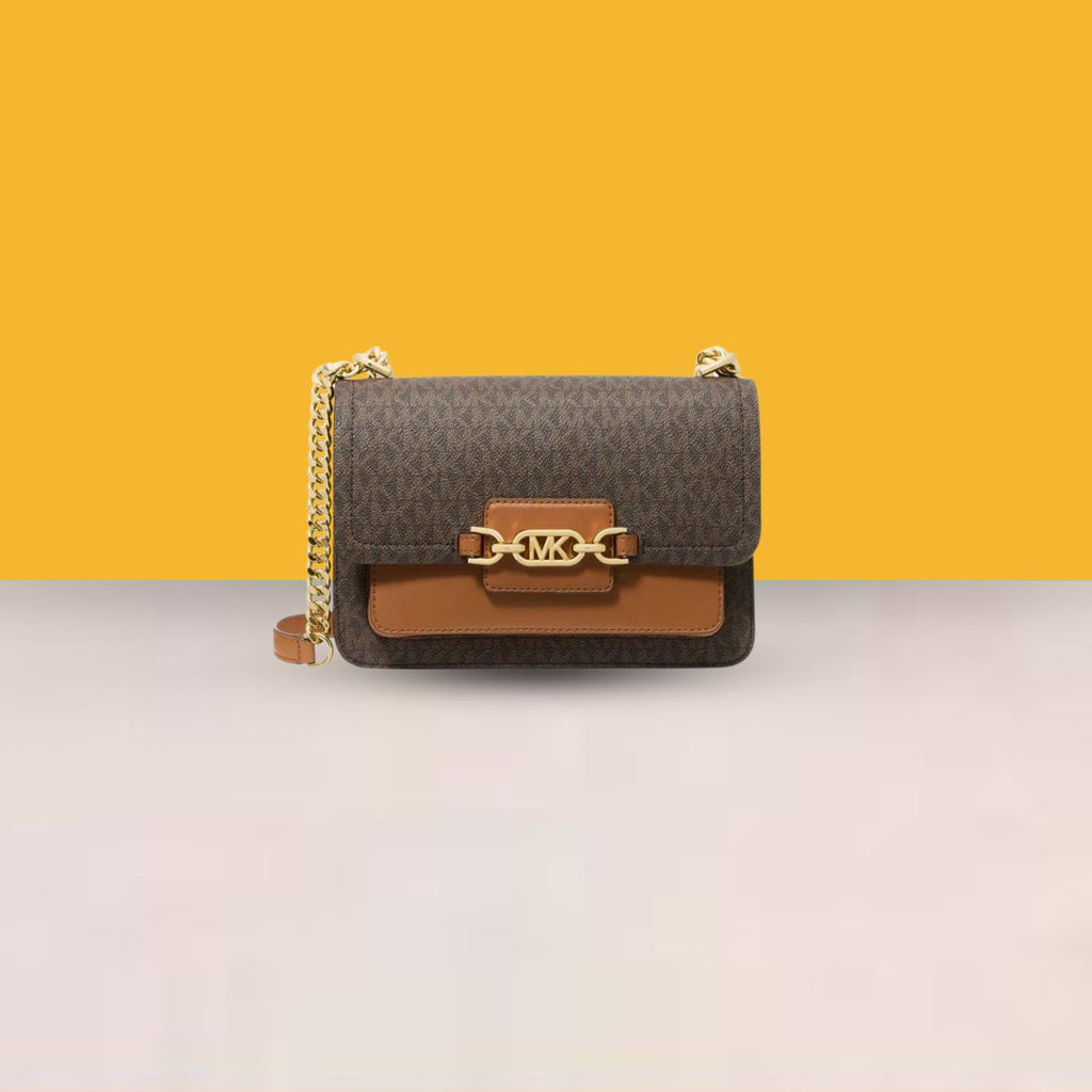 MK Heather Shoulder Bag With OG Box Dust Bag Brown 176