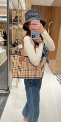 Beige Check London Tote Bag for Women