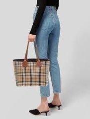 Beige Check London Tote Bag for Women