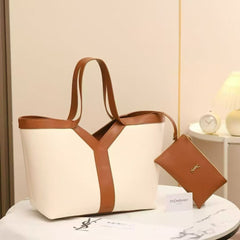 Premium Canvas Tote with a pouch (Beige-brown )