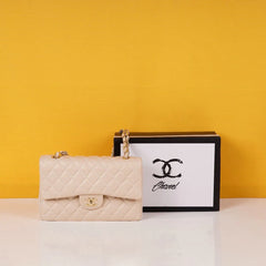 Jumbo Flap Shoulder Bag With OG Box & Dust Bag (Apricot-794)