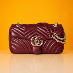 Elegant Burgundy Quilted Shoulder & Sling Bag with Chain Strap