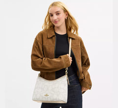 Sketch Signature Canvas Shoulder Bag (Golden-Ivory)