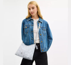 Shoulder Bag In Sketch Signature Canvas ( Silver / Ice Blue)