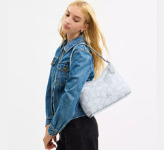 Shoulder Bag In Sketch Signature Canvas ( Silver / Ice Blue)