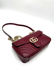 Elegant Burgundy Quilted Shoulder & Sling Bag with Chain Strap